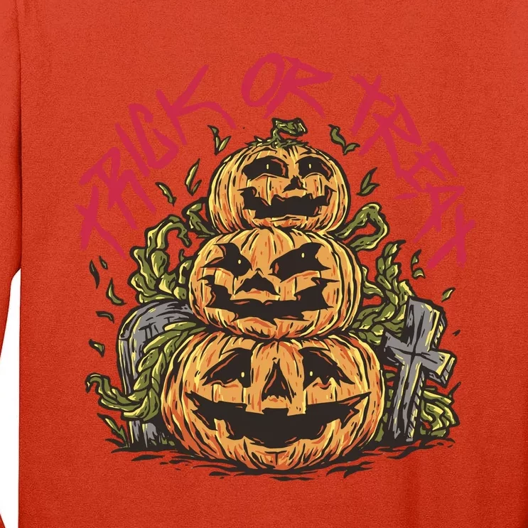 Trick Or Treat Three Pumpkin Design Tall Long Sleeve T-Shirt