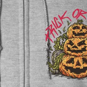 Trick Or Treat Three Pumpkin Design Full Zip Hoodie