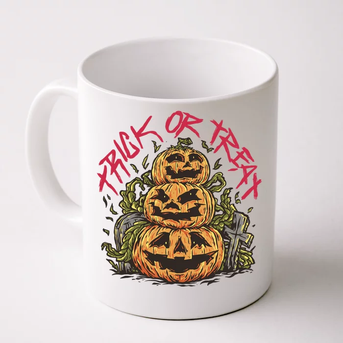 Trick Or Treat Three Pumpkin Design Front & Back Coffee Mug