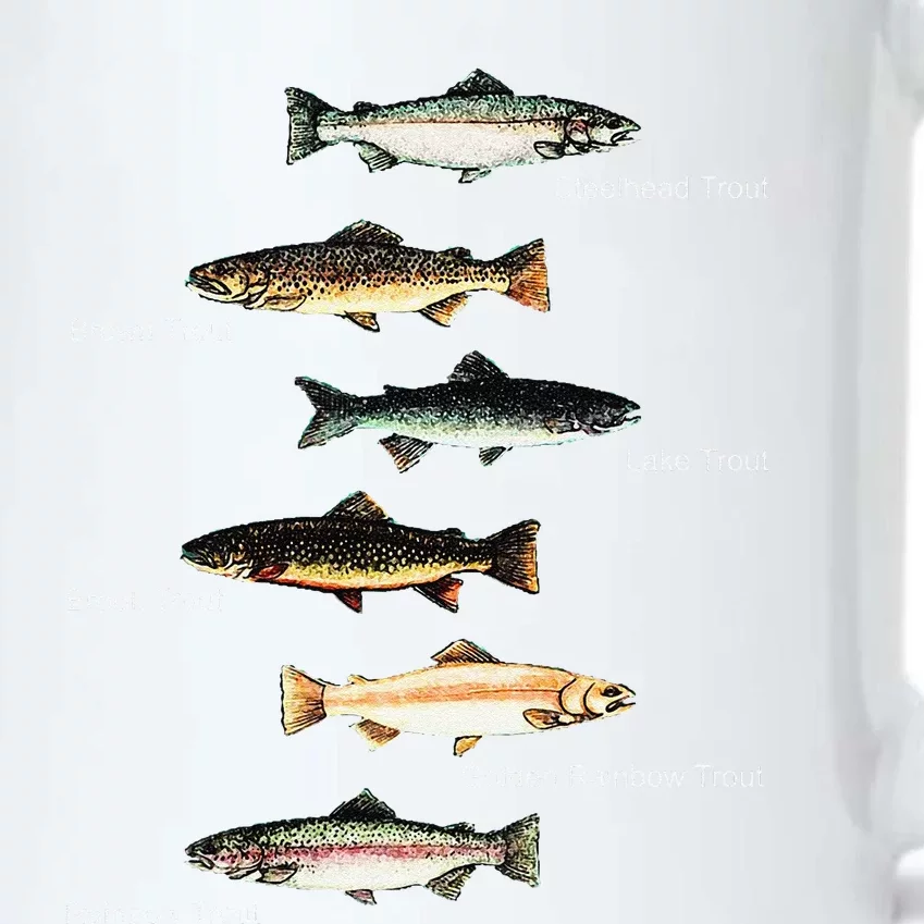 Types Of Trout Fish Species Collection Fishing Black Color Changing Mug