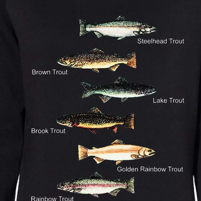 Types Of Trout Fish Species Collection Fishing Womens California Wash Sweatshirt