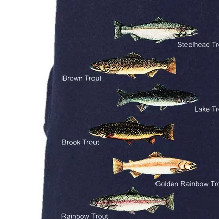 Types Of Trout Fish Species Collection Fishing Doggie 3-End Fleece Hoodie