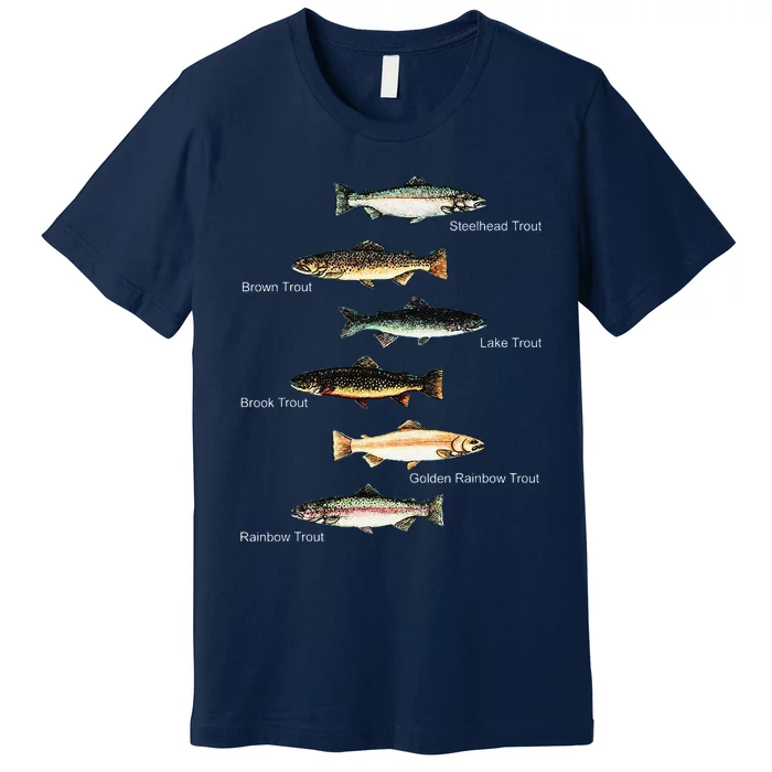 Types Of Trout Fish Species Collection Fishing Premium T-Shirt