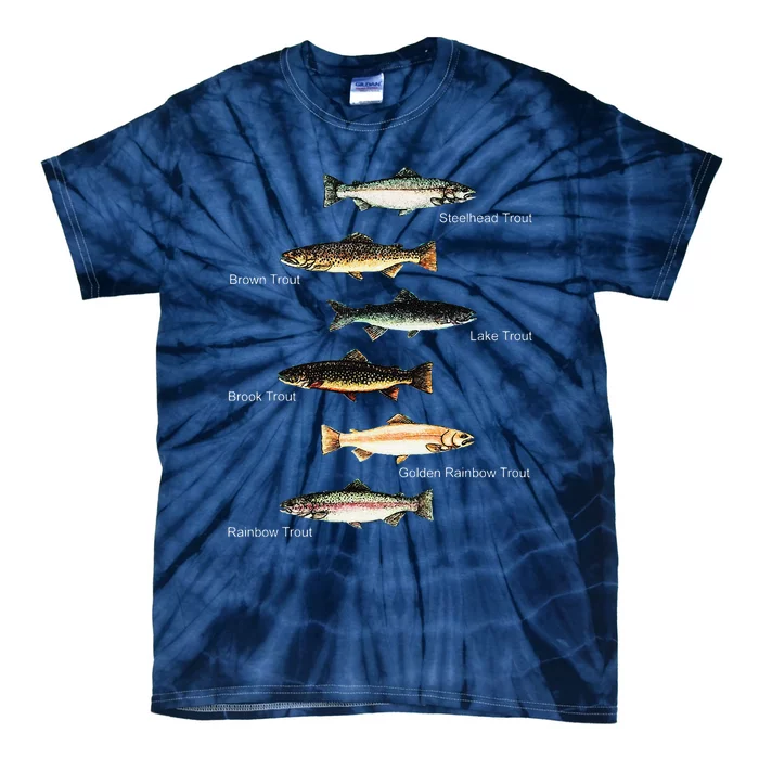 Types Of Trout Fish Species Collection Fishing Tie-Dye T-Shirt