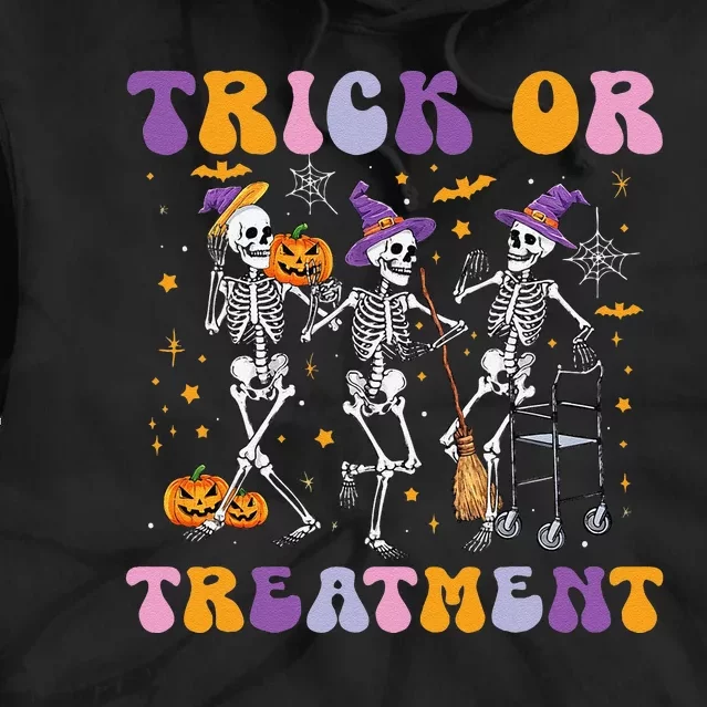 Trick Or Treatment Pt Physical Therapy Therapist Halloween Tie Dye Hoodie