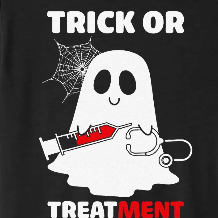 Trick Or Treatment Ghost Funny Rn Nursing Doctor Halloween ChromaSoft Performance T-Shirt