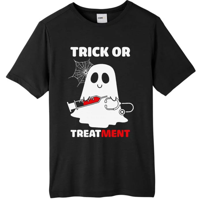 Trick Or Treatment Ghost Funny Rn Nursing Doctor Halloween ChromaSoft Performance T-Shirt