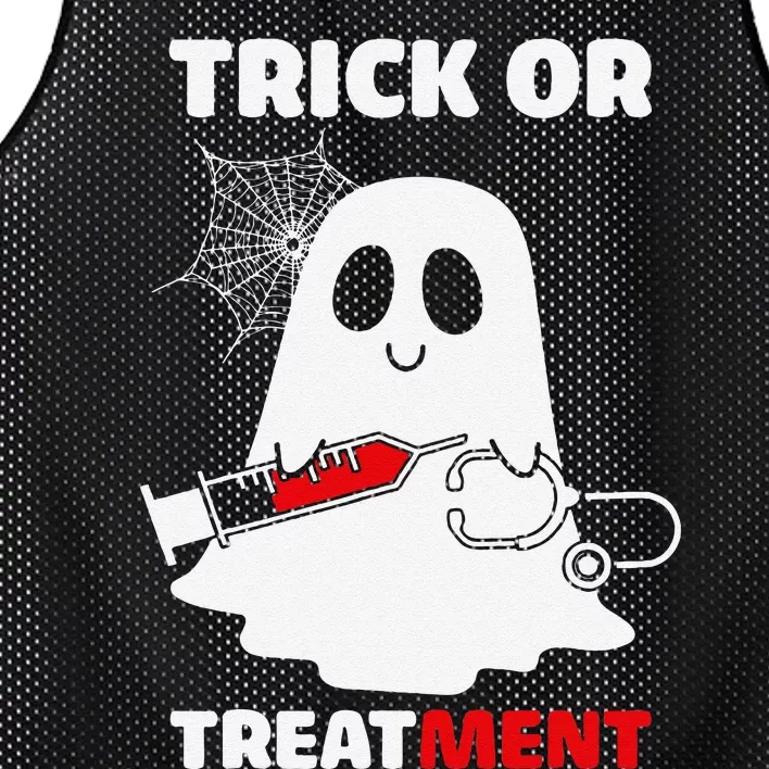 Trick Or Treatment Ghost Funny Rn Nursing Doctor Halloween Mesh Reversible Basketball Jersey Tank