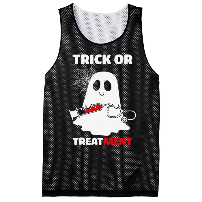 Trick Or Treatment Ghost Funny Rn Nursing Doctor Halloween Mesh Reversible Basketball Jersey Tank