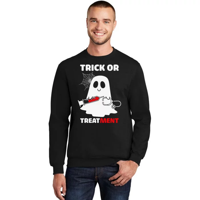 Trick Or Treatment Ghost Funny Rn Nursing Doctor Halloween Tall Sweatshirt