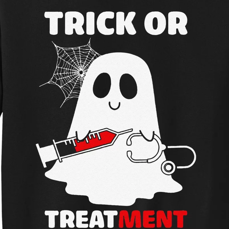 Trick Or Treatment Ghost Funny Rn Nursing Doctor Halloween Tall Sweatshirt