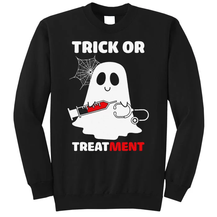 Trick Or Treatment Ghost Funny Rn Nursing Doctor Halloween Tall Sweatshirt