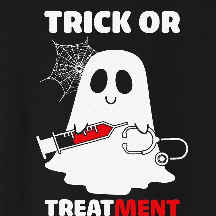 Trick Or Treatment Ghost Funny Rn Nursing Doctor Halloween Women's Crop Top Tee