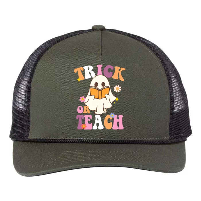 Trick Or Teach Cute Book Ghost Retro Rope Trucker Hat Cap