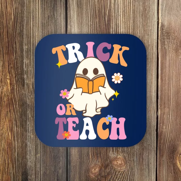 Trick Or Teach Cute Book Ghost Coaster