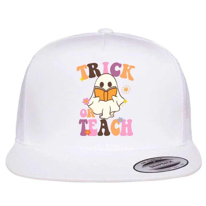 Trick Or Teach Cute Book Ghost Flat Bill Trucker Hat