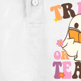 Trick Or Teach Cute Book Ghost Dry Zone Grid Performance Polo