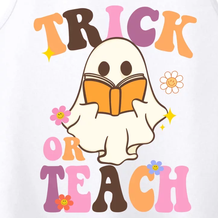 Trick Or Teach Cute Book Ghost Performance Tank