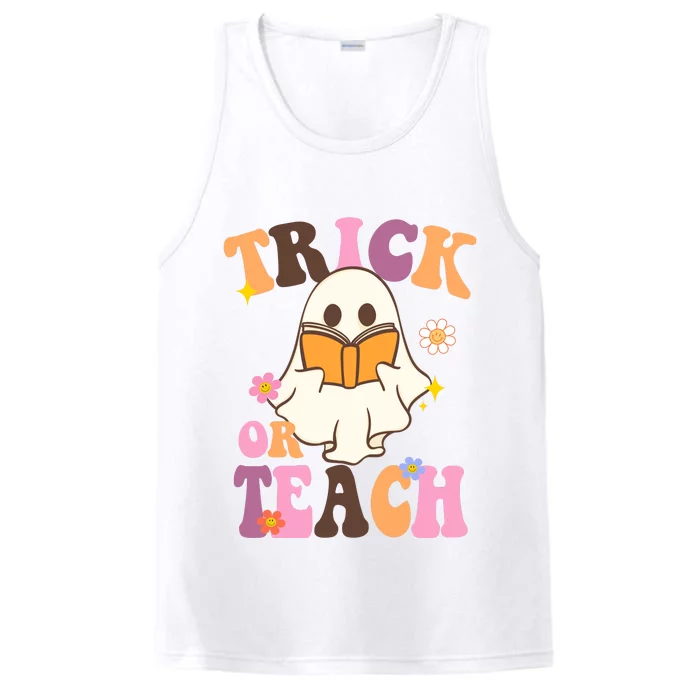 Trick Or Teach Cute Book Ghost Performance Tank