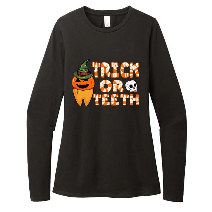 Trick Or Teeth Funny Dentist Halloween Dental Squad Gift Womens CVC Long Sleeve Shirt