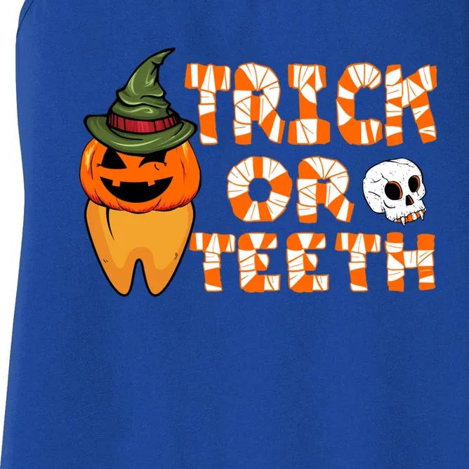 Trick Or Teeth Funny Dentist Halloween Dental Squad Gift Women's Racerback Tank