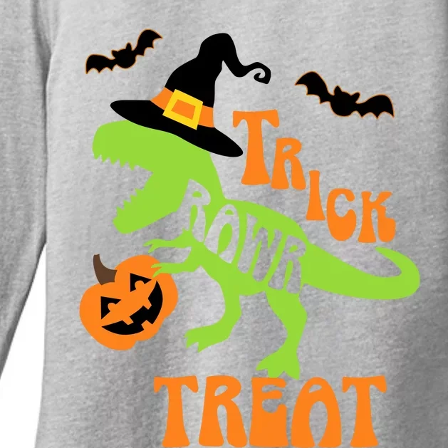 Trick Or Treat Saurus With Pumpkin Womens CVC Long Sleeve Shirt