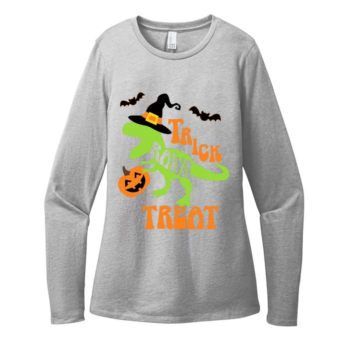 Trick Or Treat Saurus With Pumpkin Womens CVC Long Sleeve Shirt