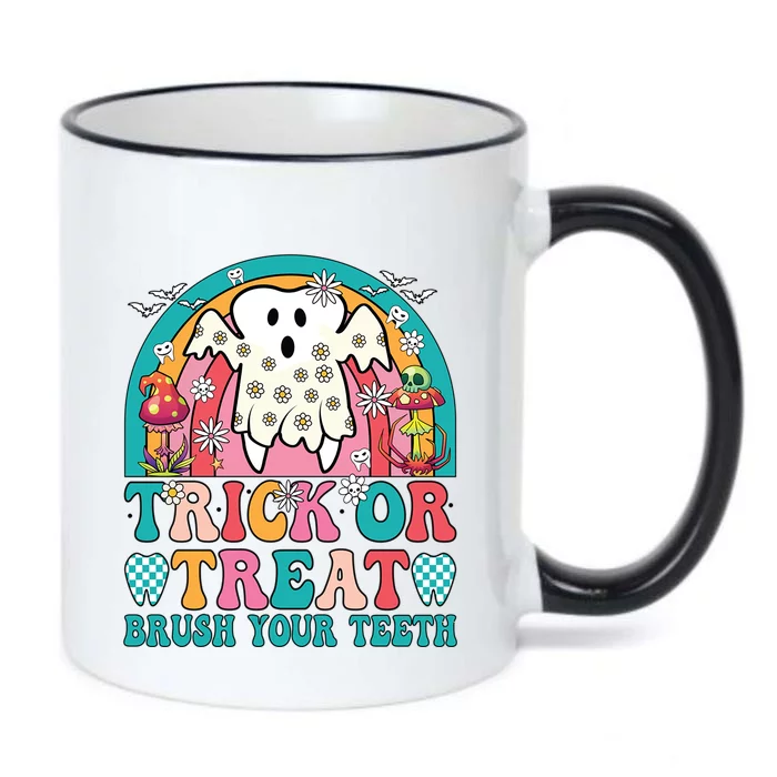 Trick Or Treat Brush Your Teeth Boo Ghost Halloween Dentist Gift Black Color Changing Mug