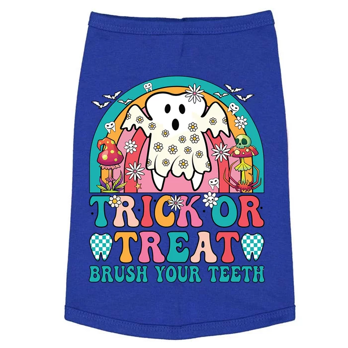 Trick Or Treat Brush Your Teeth Boo Ghost Halloween Dentist Gift Doggie Tank