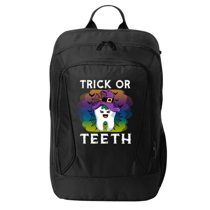 Trick Or Teeth Funny Dentist Halloween Dental Squad Gift City Backpack