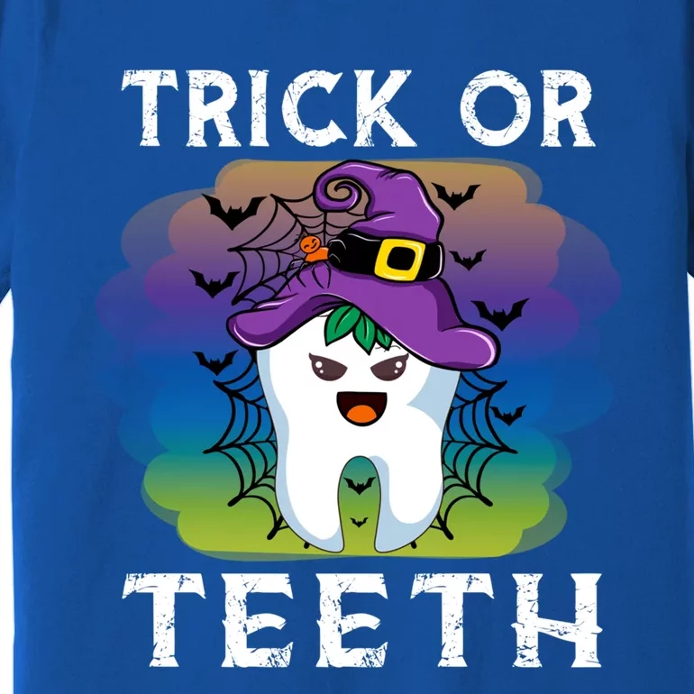 Trick Or Teeth Funny Dentist Halloween Dental Squad Gift Premium T-Shirt