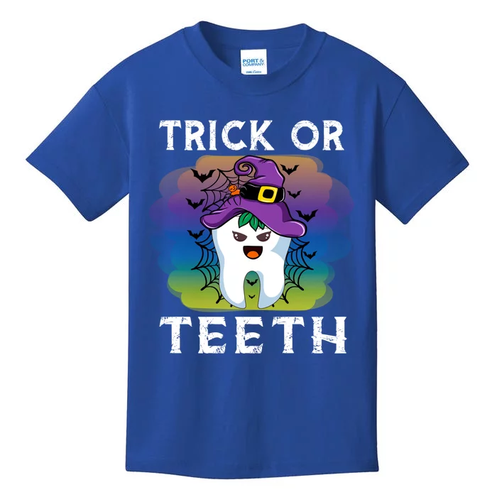 Trick Or Teeth Funny Dentist Halloween Dental Squad Gift Kids T-Shirt