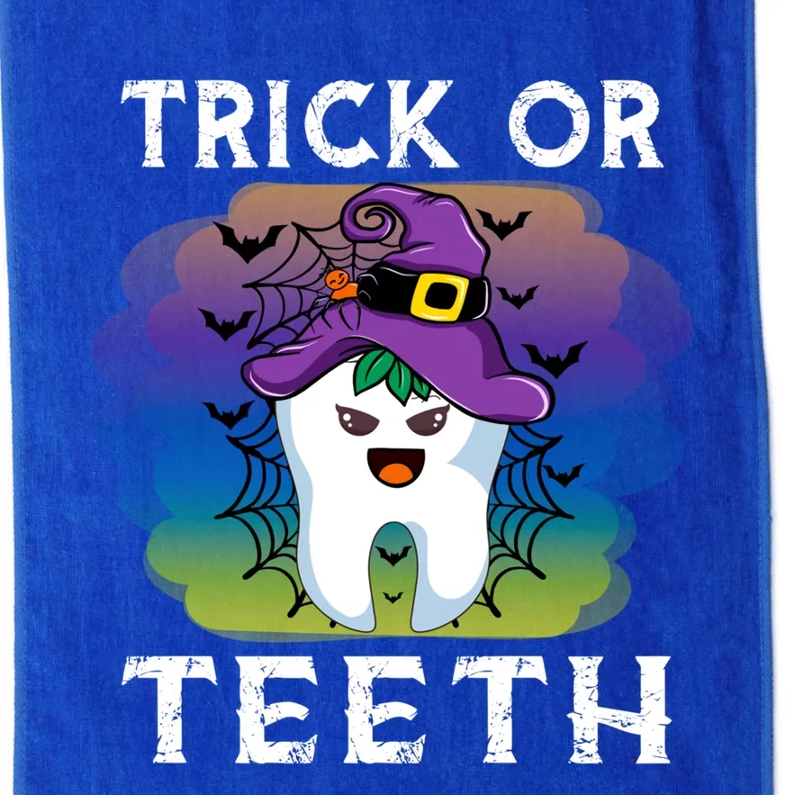 Trick Or Teeth Funny Dentist Halloween Dental Squad Gift Platinum Collection Golf Towel