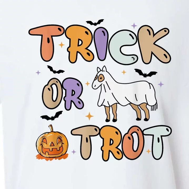 Trick Or Trot Funny Halloween Pumpkin And Cute Ghost Horse Sueded Cloud Jersey T-Shirt