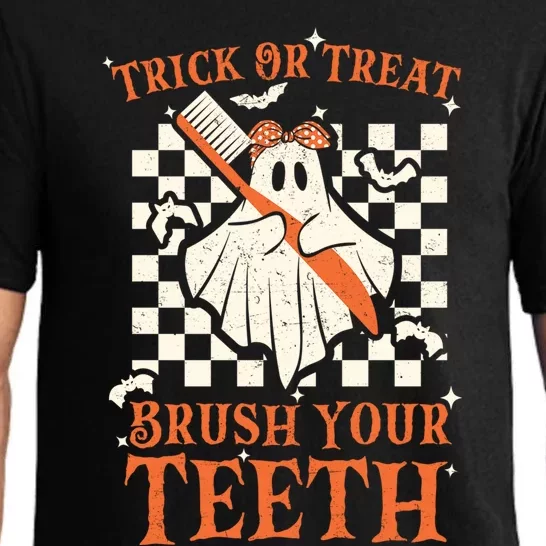 Trick Or Treat Brush Your Teeth Dentist Halloween Costume Funny Gift Pajama Set