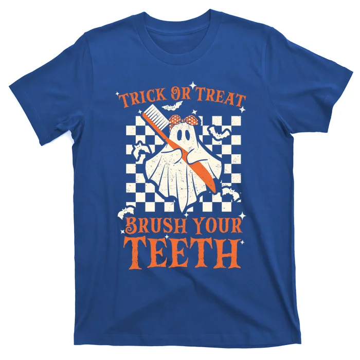 Trick Or Treat Brush Your Teeth Dentist Halloween Costume Funny Gift T-Shirt