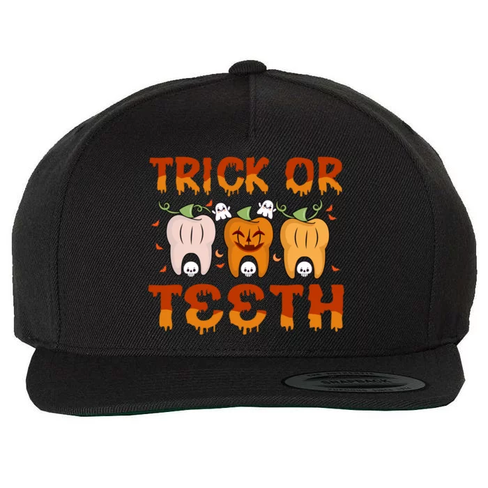 Trick Or Teeth Funny Dentist Halloween Dental Squad Cute Gift Wool Snapback Cap