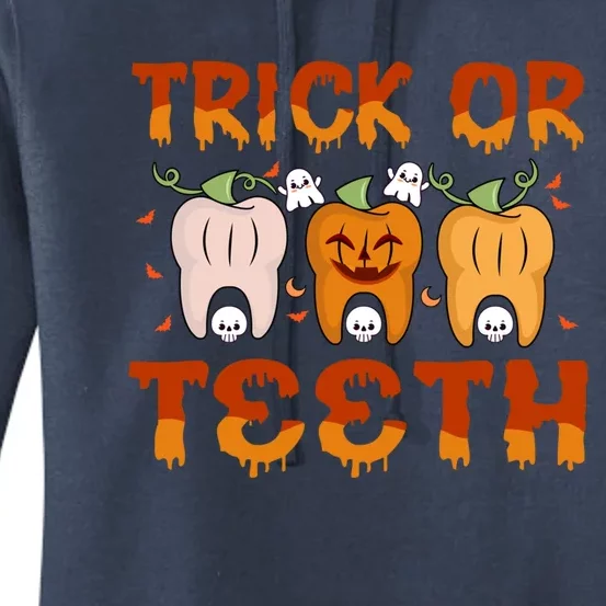 Trick Or Teeth Funny Dentist Halloween Dental Squad Cute Gift Women's Pullover Hoodie