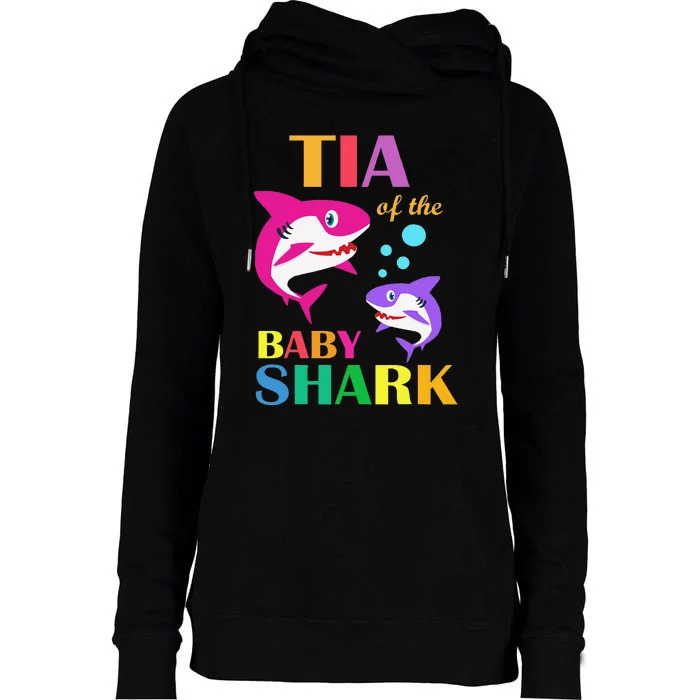 Tia Of The Baby Birthday Shark Tia Shark Mother's Day Womens Funnel Neck Pullover Hood