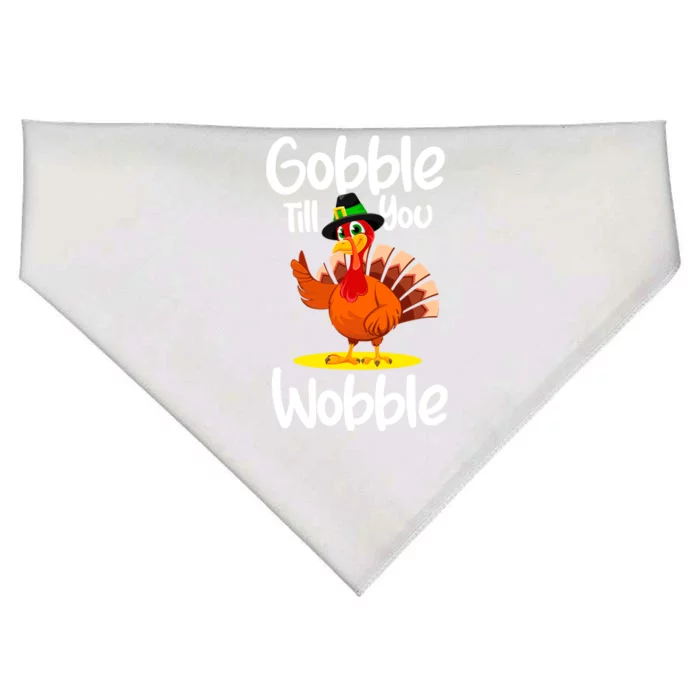 Thanksgiving Outfit Turkey Gobble Till You Wobble Gift USA-Made Doggie Bandana