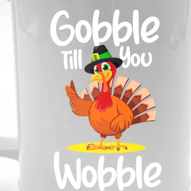 Thanksgiving Outfit Turkey Gobble Till You Wobble Gift Front & Back Beer Stein