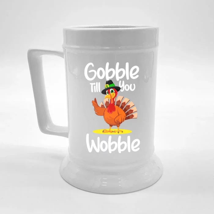 Thanksgiving Outfit Turkey Gobble Till You Wobble Gift Front & Back Beer Stein