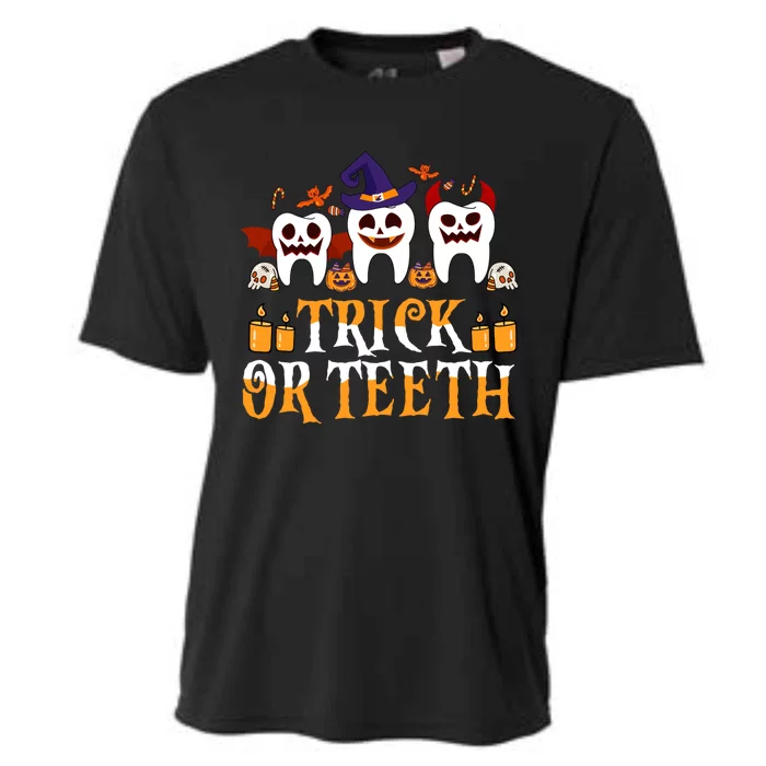 Trick Or Teeth Funny Dentist Halloween Dental Squad Funny Gift Cooling Performance Crew T-Shirt