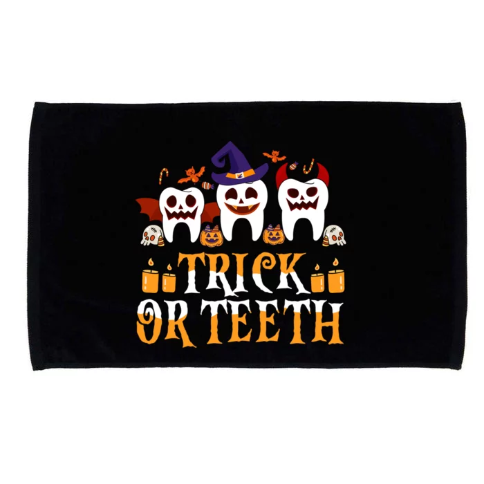 Trick Or Teeth Funny Dentist Halloween Dental Squad Funny Gift Microfiber Hand Towel