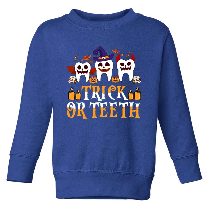 Trick Or Teeth Funny Dentist Halloween Dental Squad Funny Gift Toddler Sweatshirt