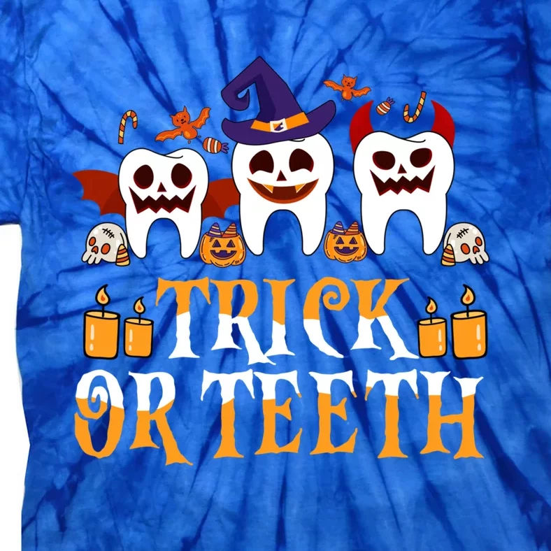 Trick Or Teeth Funny Dentist Halloween Dental Squad Funny Gift Tie-Dye T-Shirt