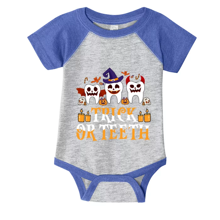 Trick Or Teeth Funny Dentist Halloween Dental Squad Funny Gift Infant Baby Jersey Bodysuit