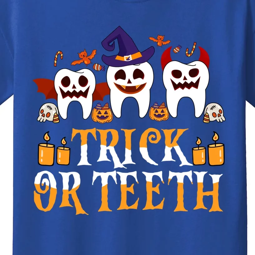 Trick Or Teeth Funny Dentist Halloween Dental Squad Funny Gift Kids T-Shirt