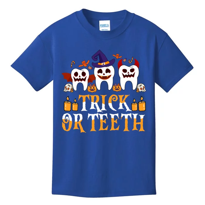 Trick Or Teeth Funny Dentist Halloween Dental Squad Funny Gift Kids T-Shirt