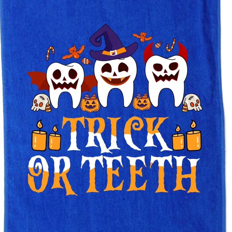 Trick Or Teeth Funny Dentist Halloween Dental Squad Funny Gift Platinum Collection Golf Towel